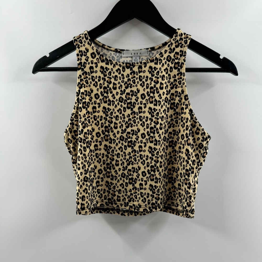 gaze Leopard Print Tank Top in Beige and Black